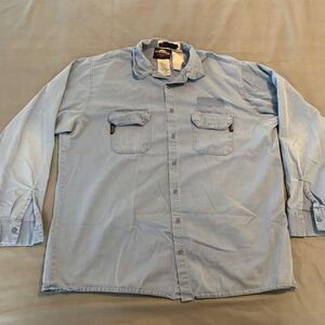 SteelGuard Essentials FR Shirt Mens 2XLL Light Blue Flame Resistant Work Button